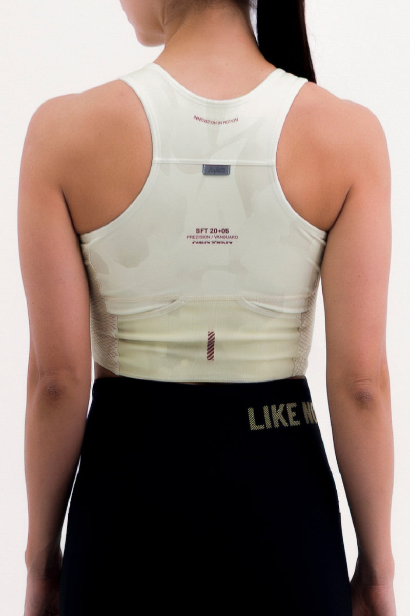 Top Corrida Fem Cropped Pocket Yellow