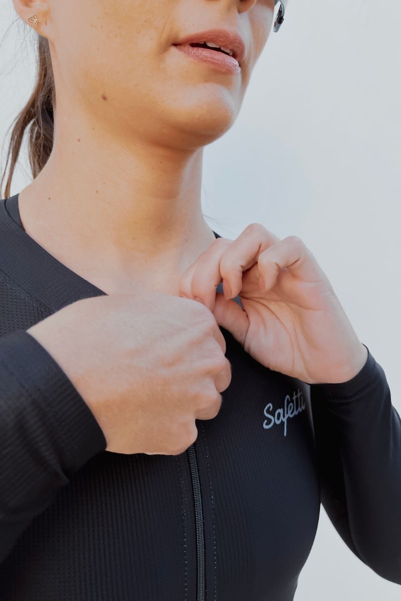 Safetti Macaquinho de Ciclismo ML Aero Fem Nero