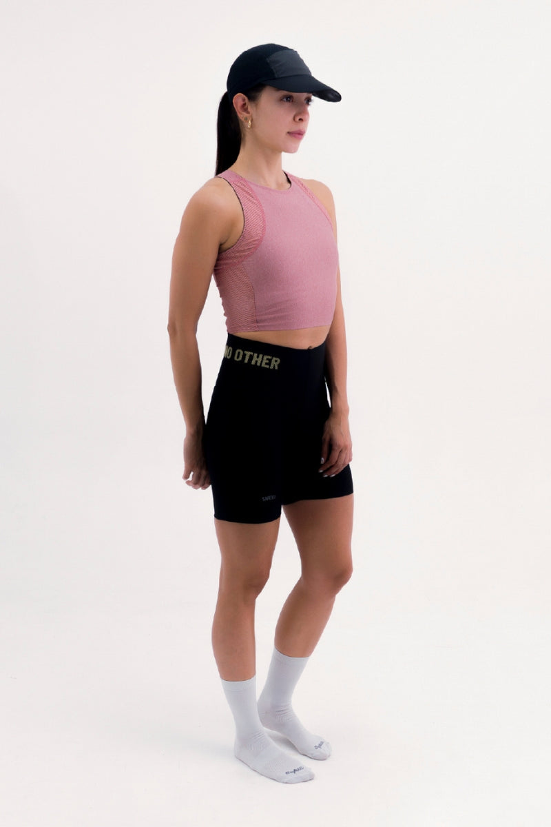 Top Corrida Fem Cropped Pocket Rose